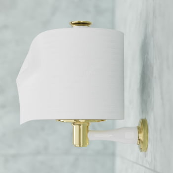 Porta Papel Higiênico Vertical Clássico - Dourado / Branco