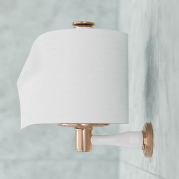 Porta Papel Higiênico Vertical Clássico - Rose Gold / Branco